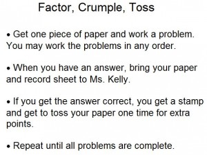 Factor, Crumple, Toss Directions